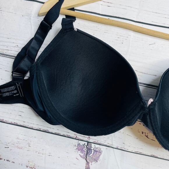 Body Flirt black with soft pink lace padded bra - Picture 8 of 12